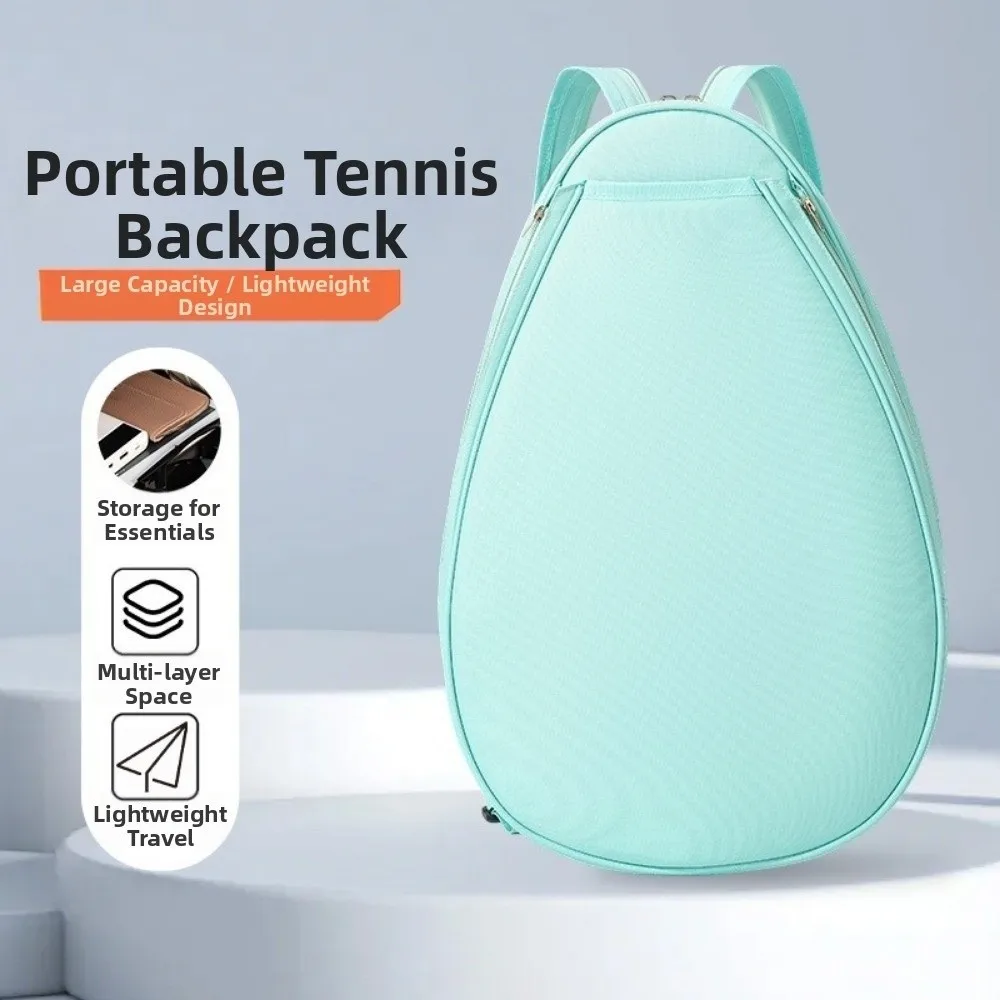 Portable Large Capacity Tennis Backpack Lightweight Zipper Closure Pickleball Backpack Waterproof Solid Color Racquet Bag Sports