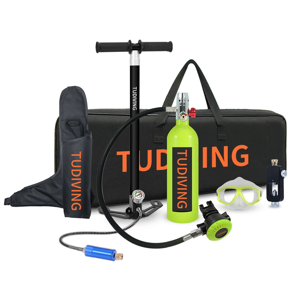 TUDIVING 1L 3000Psi 200Bar 20Mpa Bucear Scuba Diving Cylinder Portable Oxygen Tank Dive Respirator Air Tank Diving Equipment