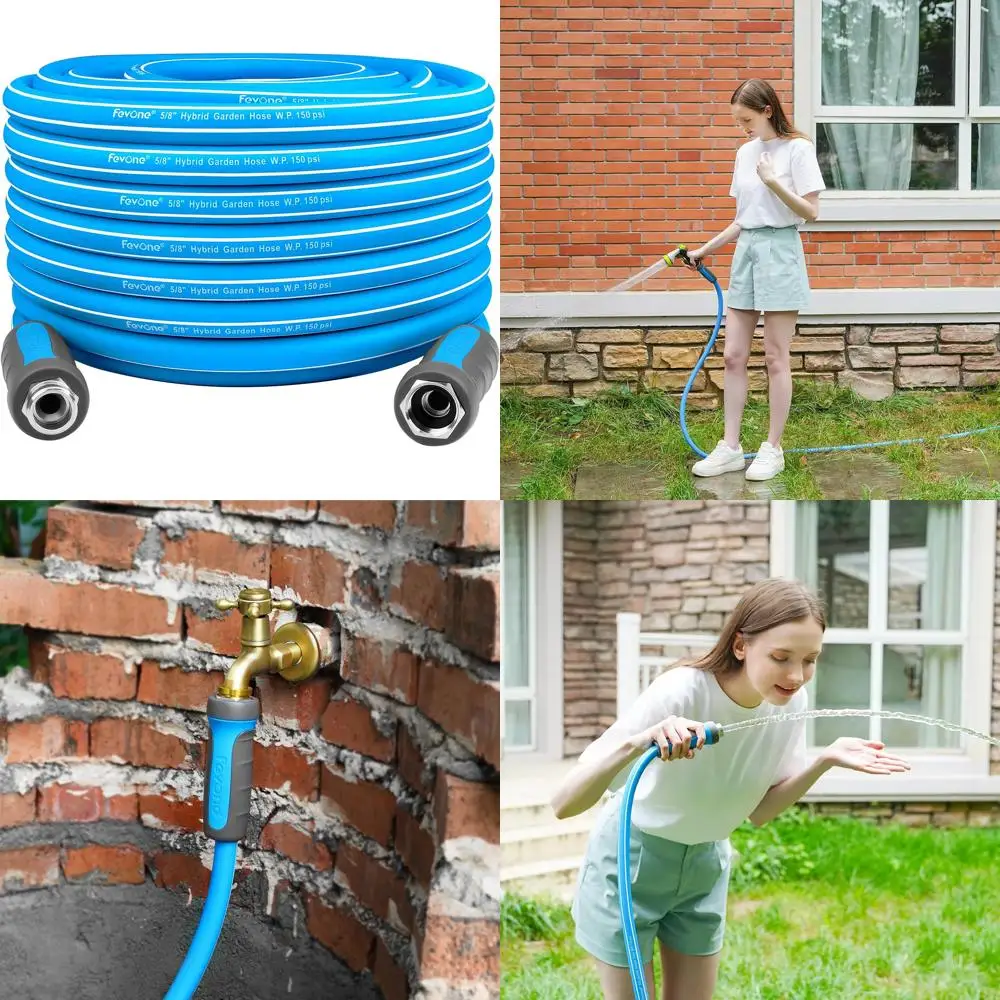 

Сверхмощный гибридный полимерный садовый шланг для питьевой воды 105 футов x 5/8 без узлов, легкий и прочный для использования на открытом воздухе