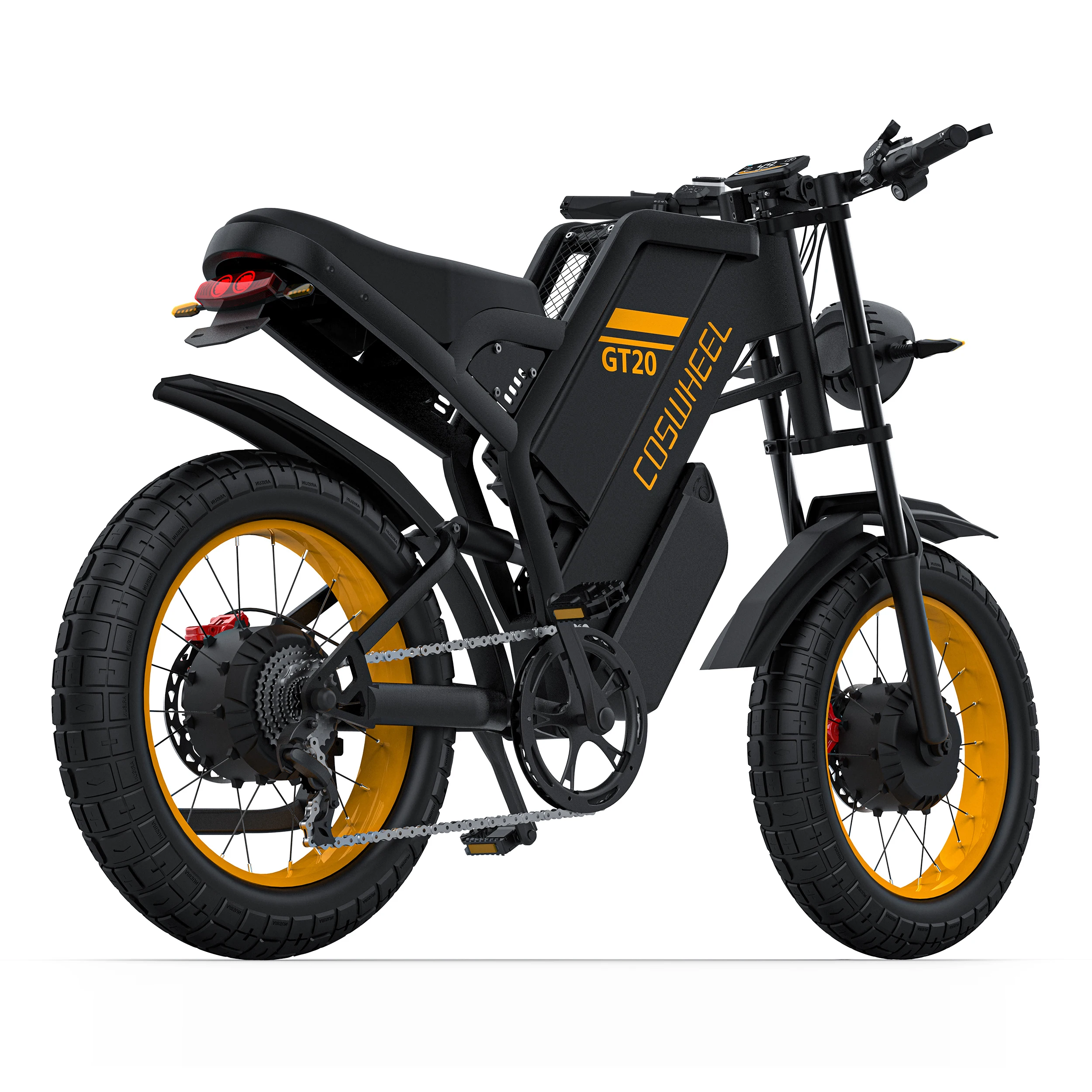 COSWHELL E Bike GT20 Pro 3000W Peak Electric Dual Motorrad 48V40AH Mountainbike Elektrofahrrad Erwachsene Off-Road 20'' Fat Tire Fahrrad