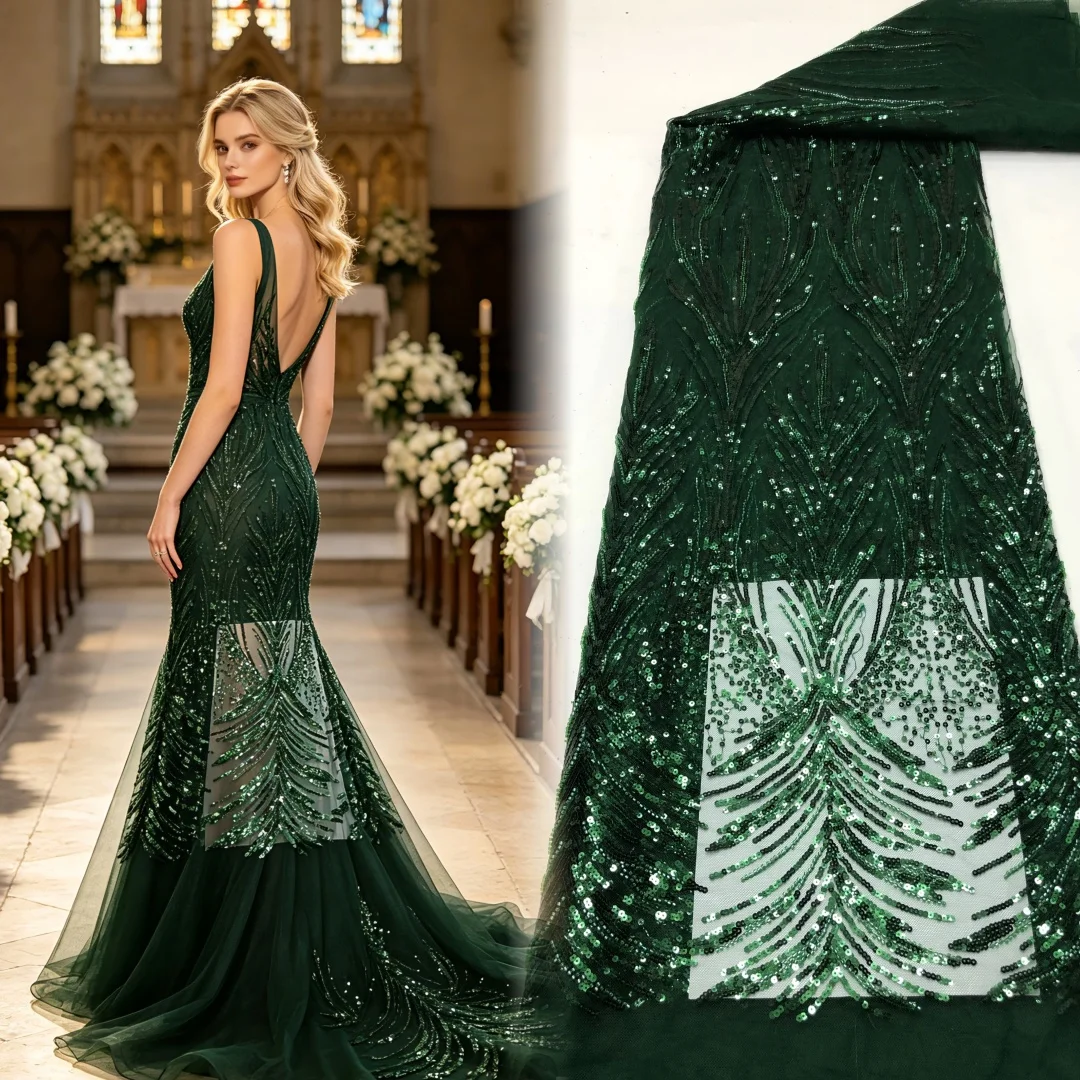

French Mesh Lace Fabric 2026 High Quality African Nigerian Mesh Sequins Lace Net Lace For Women Wedding Party Dresses Sewing