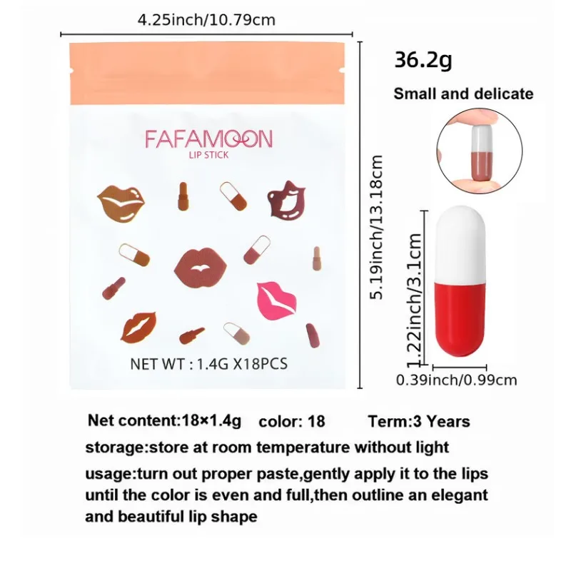 Portable Capsule Lipstick Set - 18Pcs Mini Waterproof Matte Lipsticks - view 2