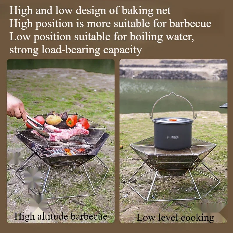 Travel small firewood stove burning platform outdoor camping picnic hexagonal folding burning stove charcoal stove barbecue