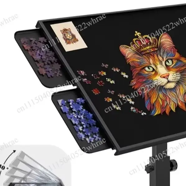 2000 Pieces Puzzle Table, Adjustable Metal Table with Drawers and Ergonomic Cover
