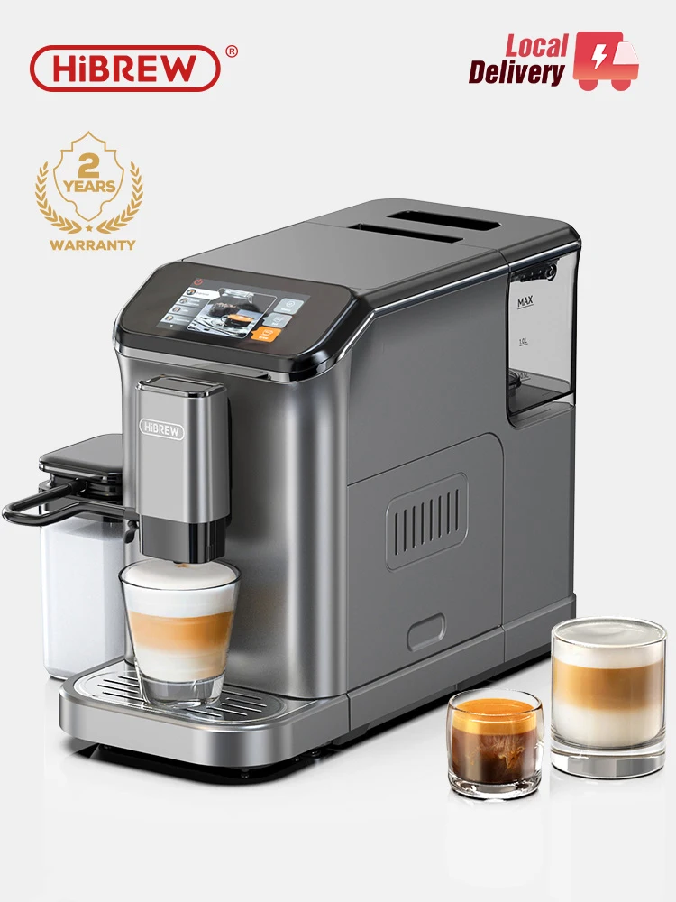 HiBREW-máquina de café expreso totalmente automática, sistema de leche de capuchino, 6 variedades de café, pantalla táctil, Molinillo, H16