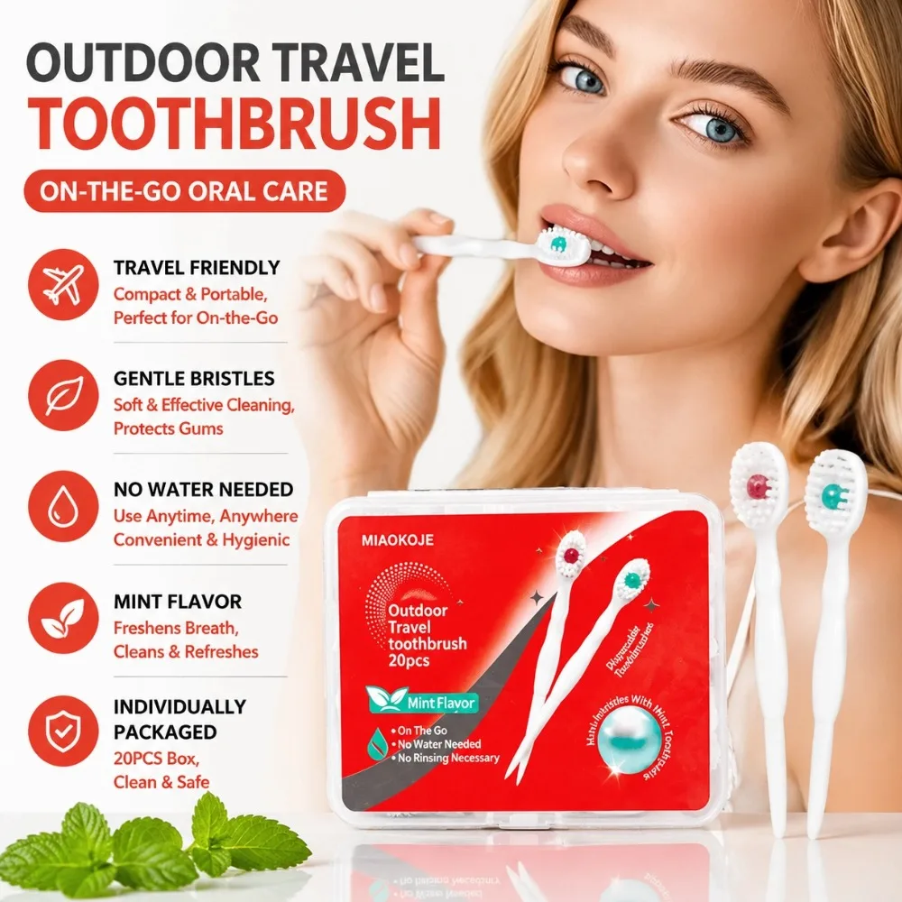 20pcs Mini Toothbrush With Toothpaste Exploded Bead Toothbrush Disposable Portable Travel Toothbrush Adult Cleaning Toothbrush