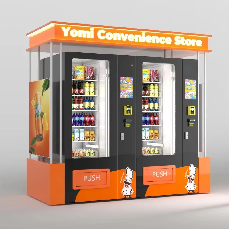 Snack and Drink Combo Vending Machine With Card Reader Outdoor Rated Customizable Graphics 200KG Capacity LED Light Hot Sale