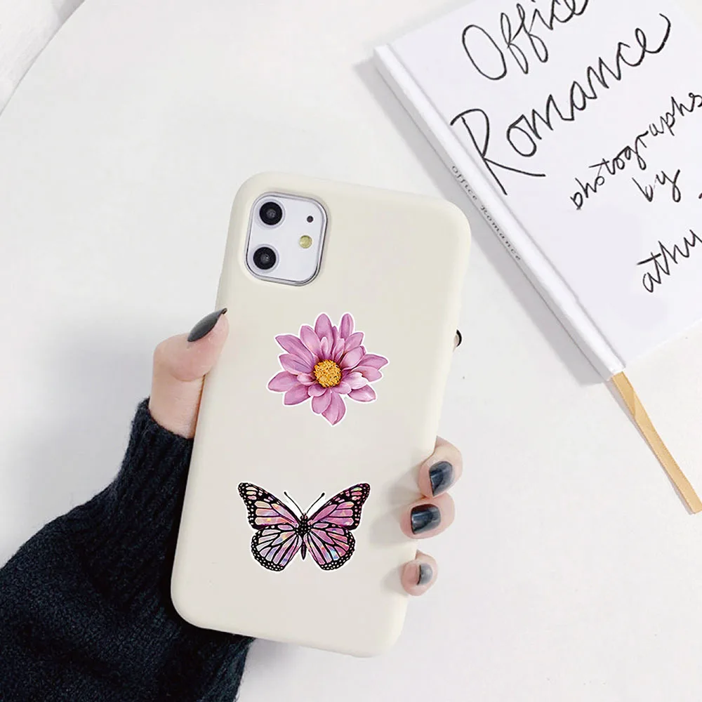 500pcs/roll 1-Inch Butterfly & Flower Shaped Self-Adhesive Stickers Decorative Labels for Gift Boxes and Crafts, Smooth Finish,