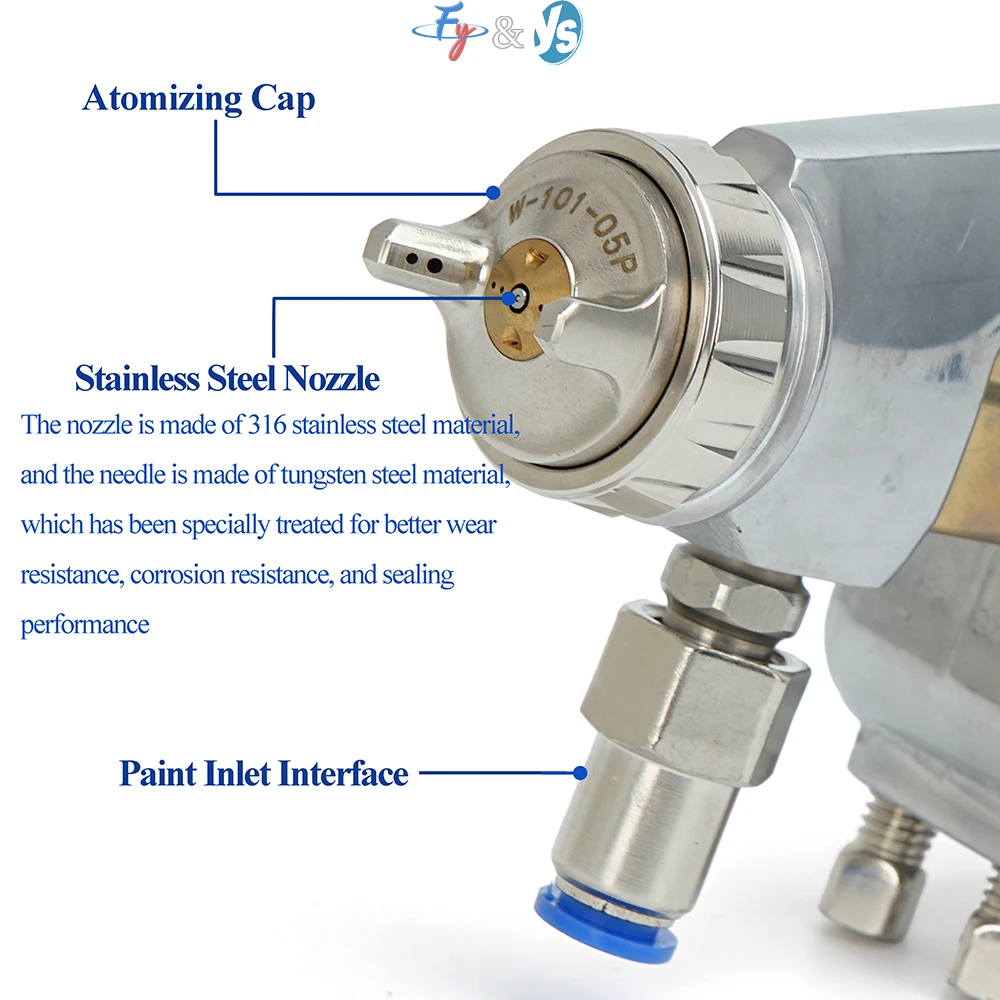 WA-101 Auto Spray Gun for Coating Line Machine, Professional Industrial Air Atomizing Paint Sprayer Equipment