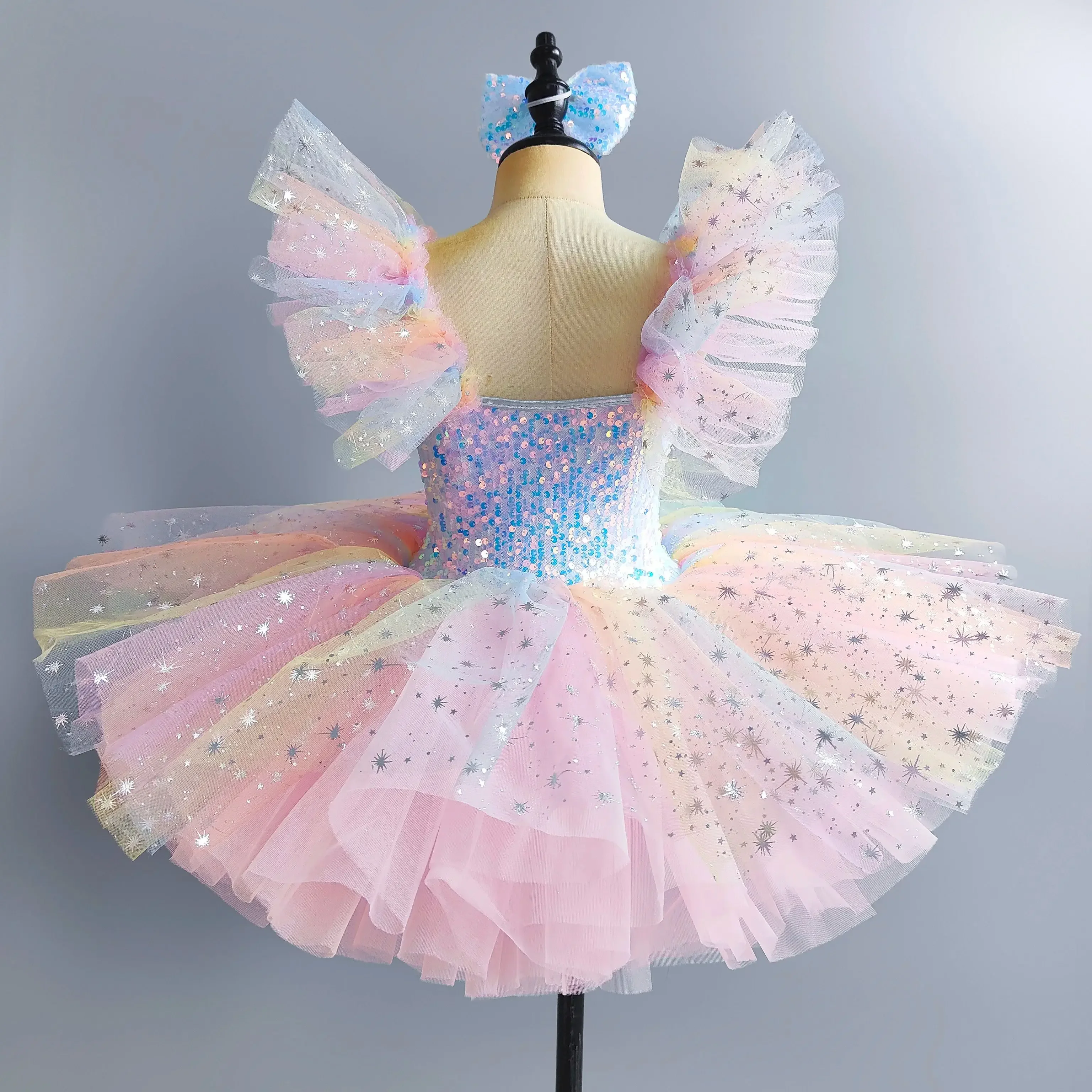 

Детские юбки-пачки, купальник с блестками, платье-пачка для современного танца, костюм для джазового танца для девочек, детское свадебное платье принцессы цвета радуги