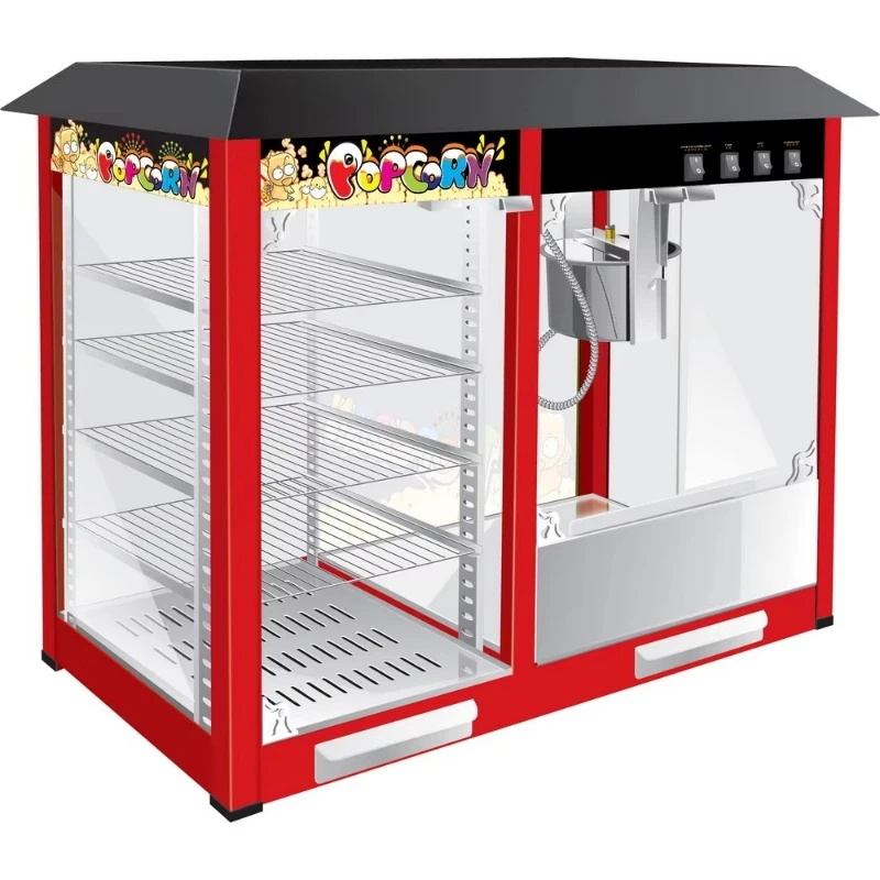 Large electric luxury restaurant popcorn machine with insulated display cabinet
