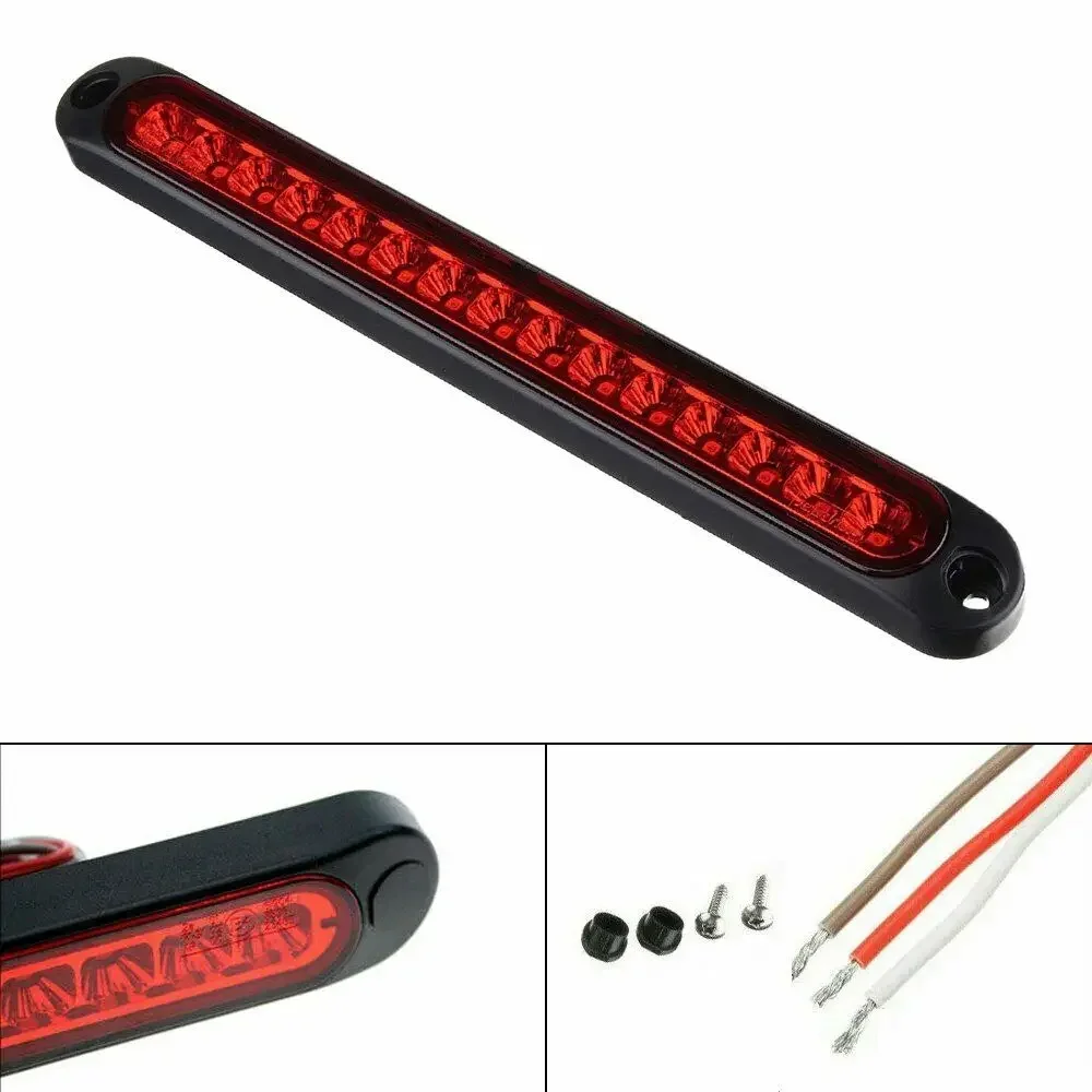 15LED 25CM Samochód Ciężarówka Przyczepa Autobus RV Stop Tylne światło hamowania Bar Czerwony 12V 24V Wysoko zamontowane tylne światło hamowania