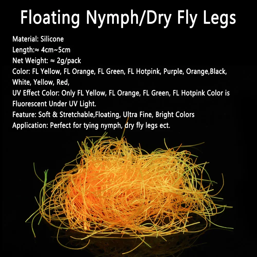 Bimoo Silicone Floating Nymph Dry Fly Legs Fly Tying Material Rubber Legs Dubbing For Nymphs Dry Flies Trout Fishing Lures Baits - view 3