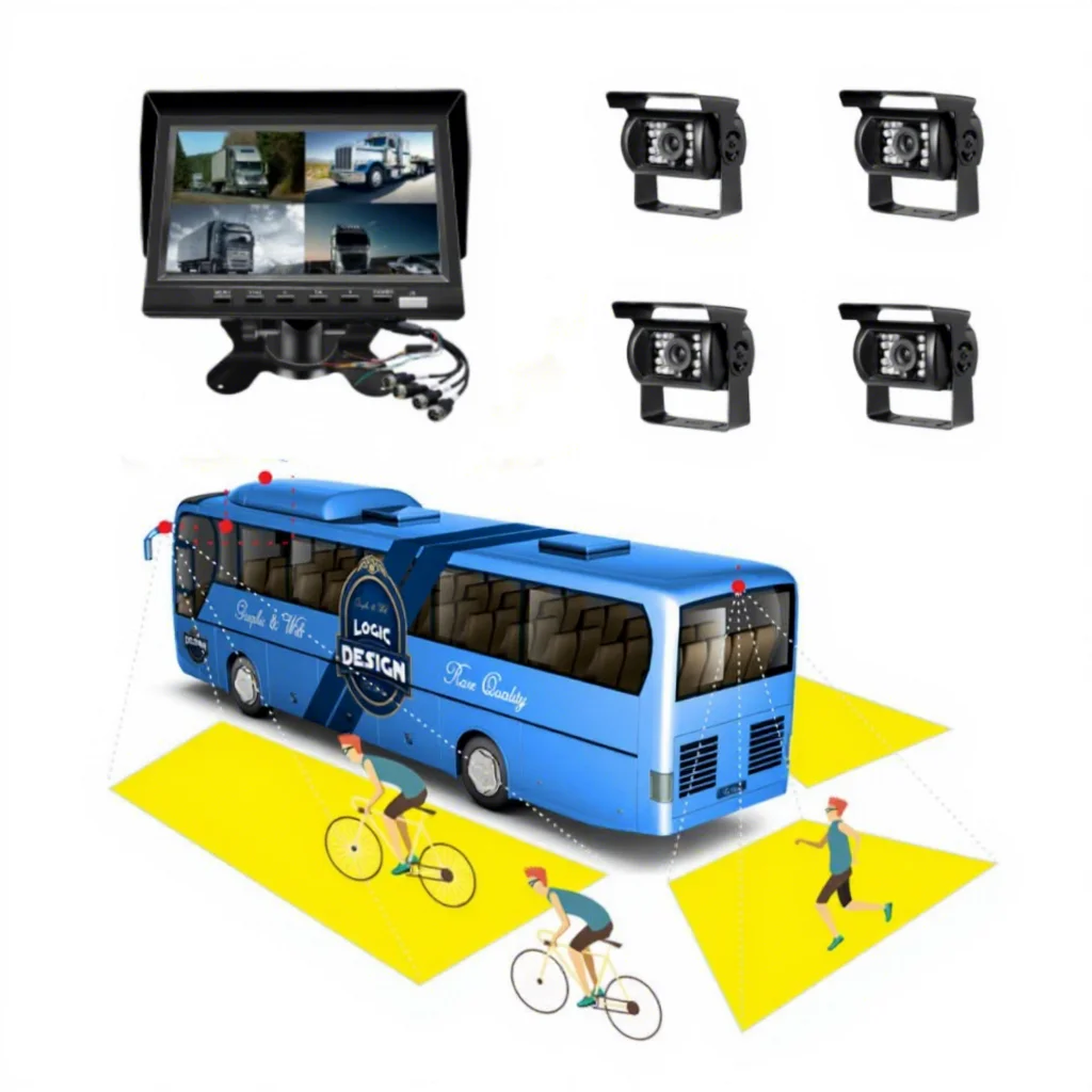 7.0inch 4CH Split Screen BSD  Monitor  720P Car Cctv Blind Spot Detection  DVR Recorder for Vehicle