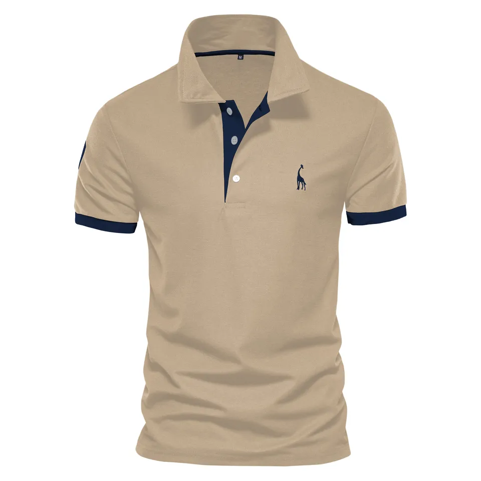 Dropshipping Polo Giraffe Shirt Men Quality Embroidery Summer Short Sleeve Polo Casual Business Social Mens Polos BR Size, image 13