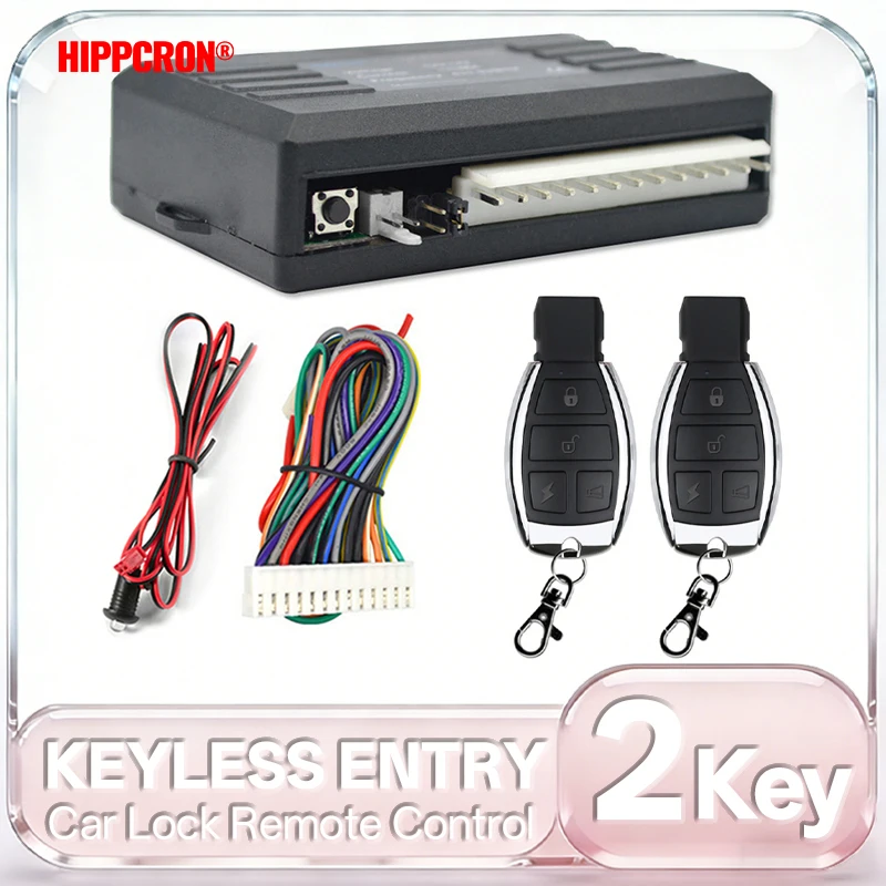 HIPPCRON 12V Car Remote Central Kit Door Lock Locking Vehicle Universal Keyless Entry System Alarm with 2 Remote Control 433Mhz