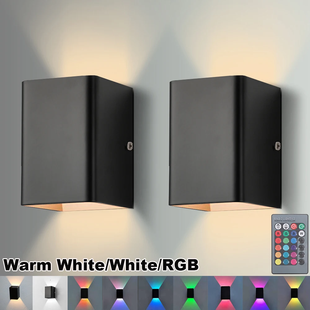 5W Remote Control LED Wall Lights Up Down RGB Wall Sconces Bedroom Living Room Decoration Party Interior Lighting Wall Lamps