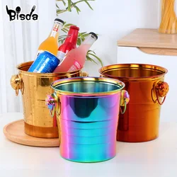 Stainless Steel Ice Bucket Gold Ice Holder Container With Scoops Whiskey Beer Ice Chiller Cooler Bar Tool For Party