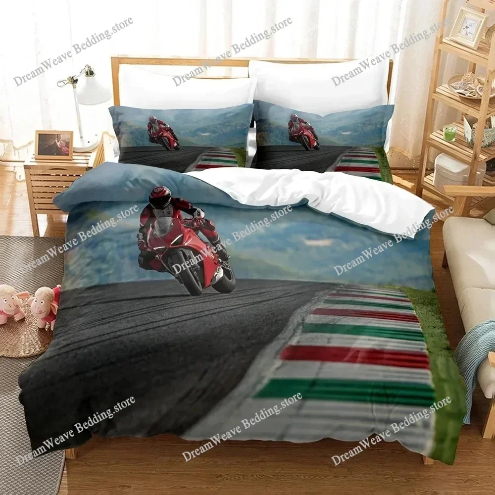 3D Print Motorcycle  Bedding Sets Duvet Cover Set with Pillowcase Twin Full Queen King Bedclothes Bed Linen Quilt Cover592FQH