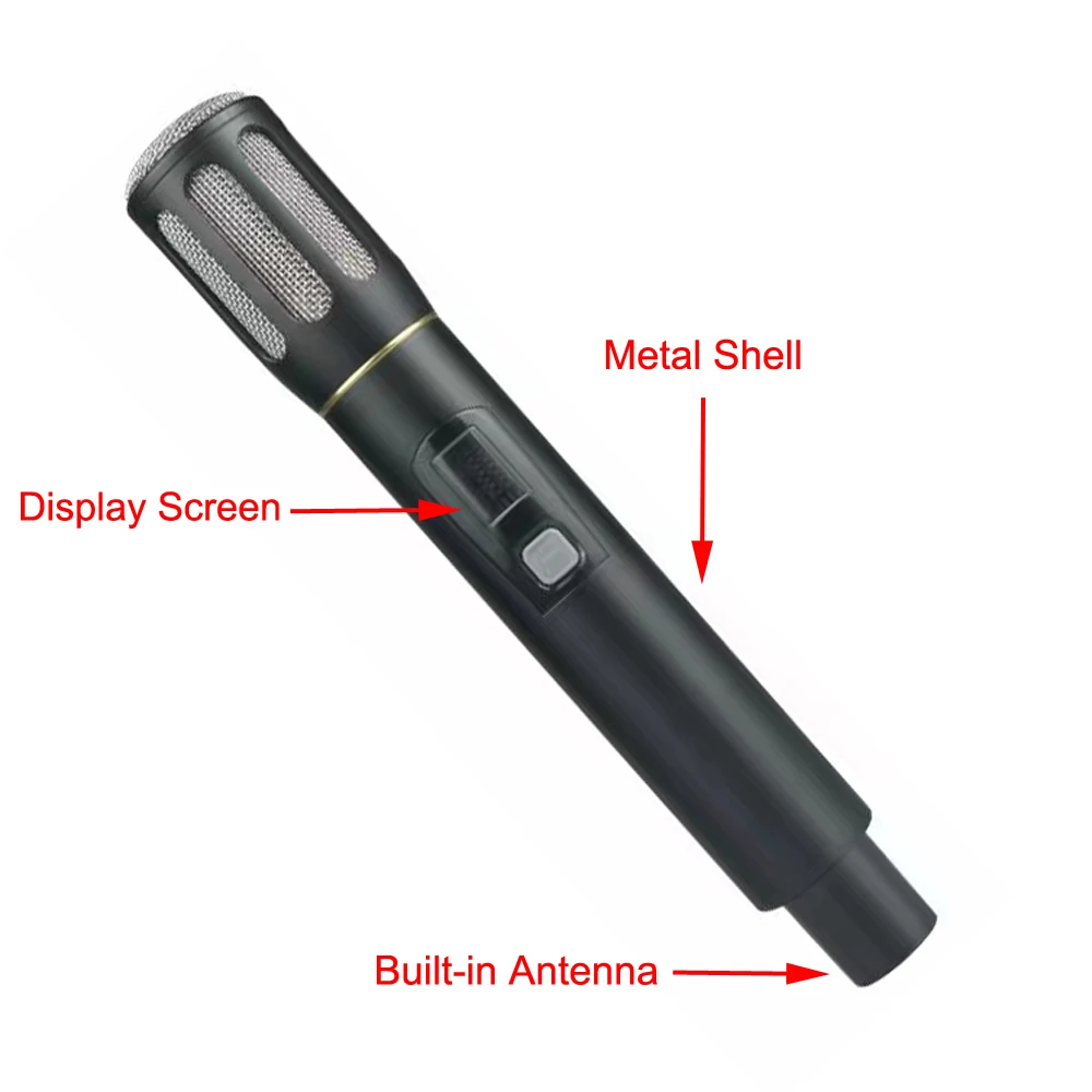 Bochara UHF Handheld Wireless Metal Microphone Dynamic Mic Set  Receivers+ Transmitter For Karaoke Amplifier PA System