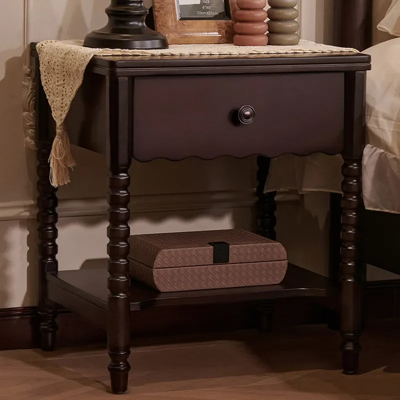 for Mu Family Time French Medieval Solid Wood Bedside Table Household Bedroom Locker American Retro Storage Cabinet Bedside