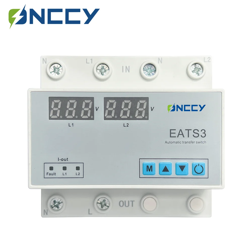 

ONCCY EATS3 Автоматический переключатель Phasesequence, автоматический резервный переключатель 2P+N, 63A 100A AC 230 В ATS 4-в-2-выход