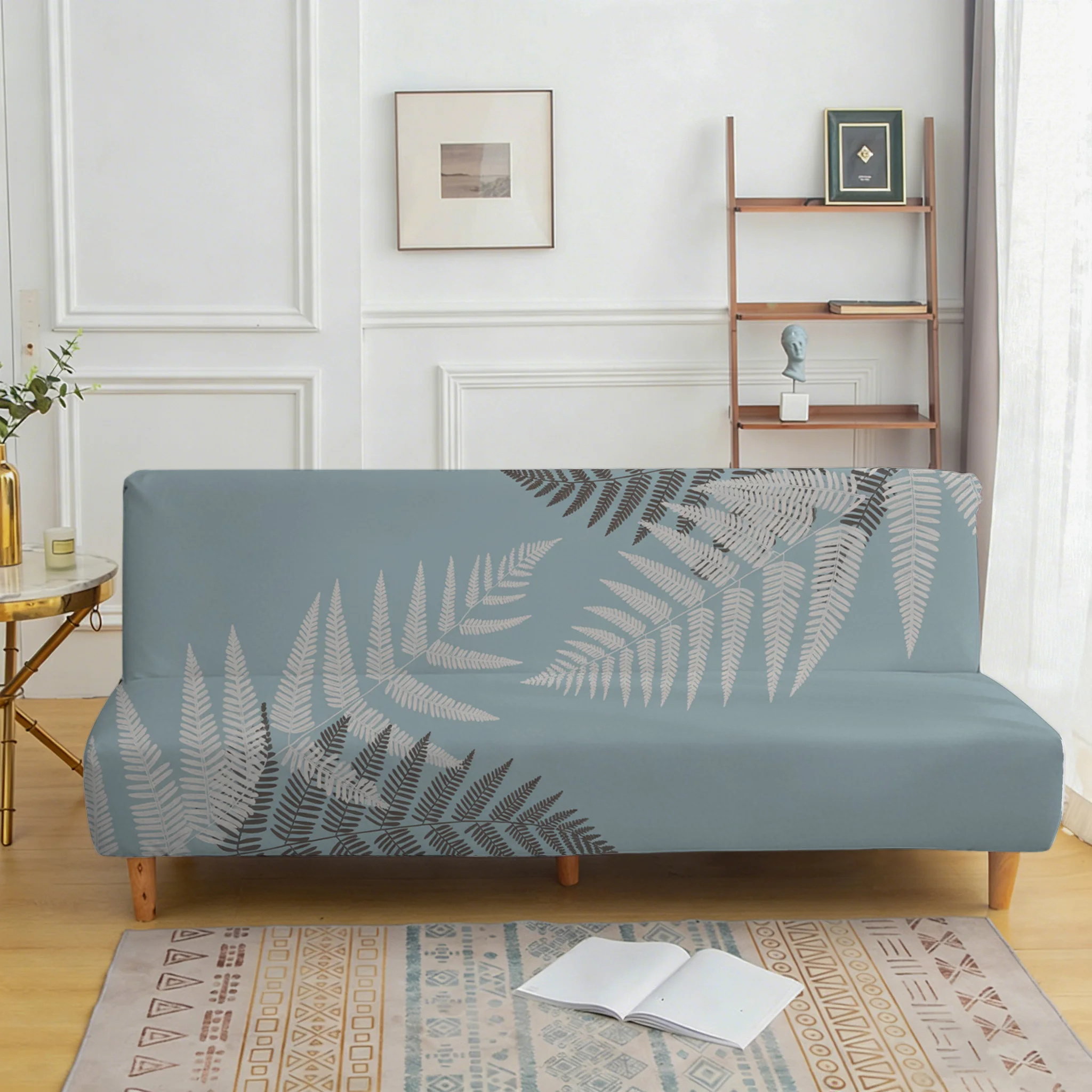 Living room, bedroom sofa bedspread, fresh light blue green plant sofa bedspread, all-inclusive dust cover, easy installation