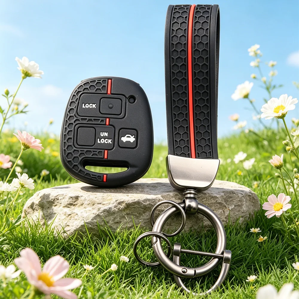Silicone Car Key Cover Case For Toyota Avensis Camry Corolla For Lexus 3 Buttons Remote Key Jacket Fob Case Car styling
