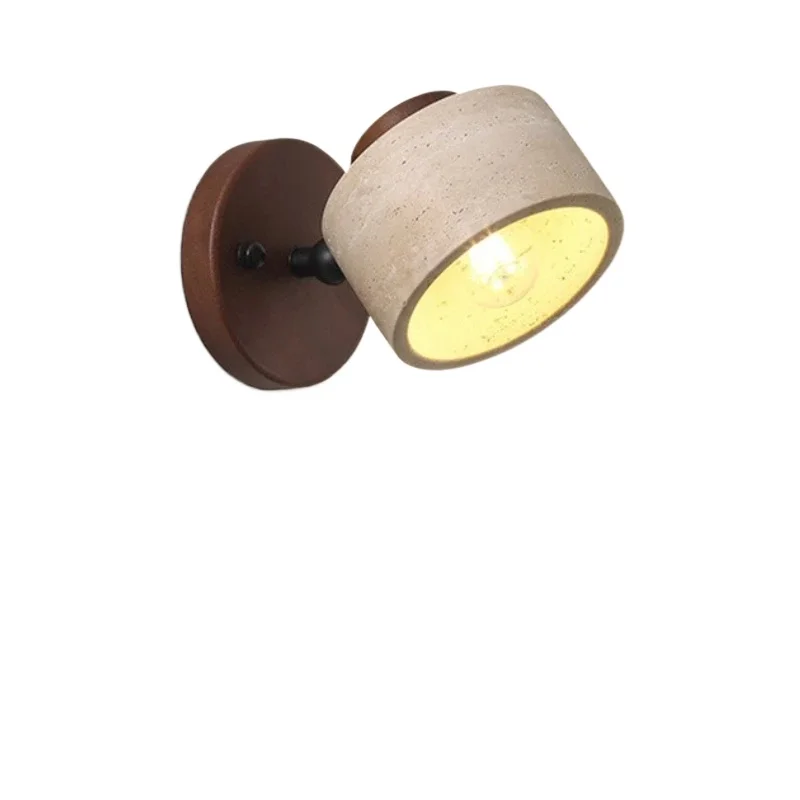 Gele grotsteen Japanse stijl Wabi-sabi slaapkamer nachtkastje wandlamp retro homestay studie draaibare wandlamp met schakelaar voor - afbeelding 2