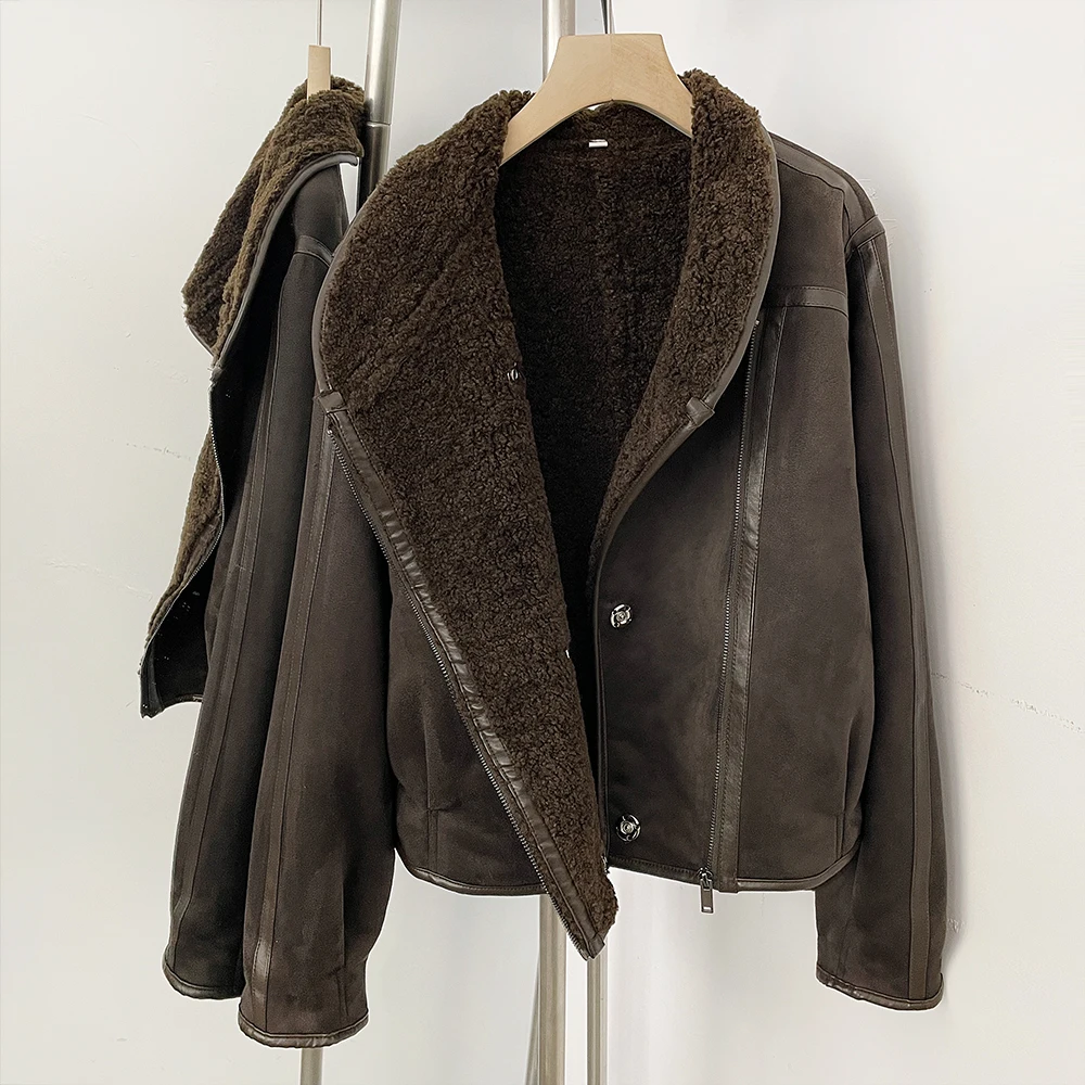 

OFTBUY Faux Leather Clothes Women's Artificial Leather Jacket Leather Neck Jacket Demi-season Jacket for Women Spring Autumn