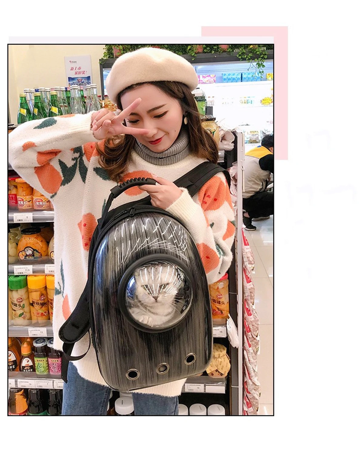 PET carrying bag Spacecraft pet backpack Large capacity cat bag Outgoing bag, portable pet backpack  Breathable pet backpack