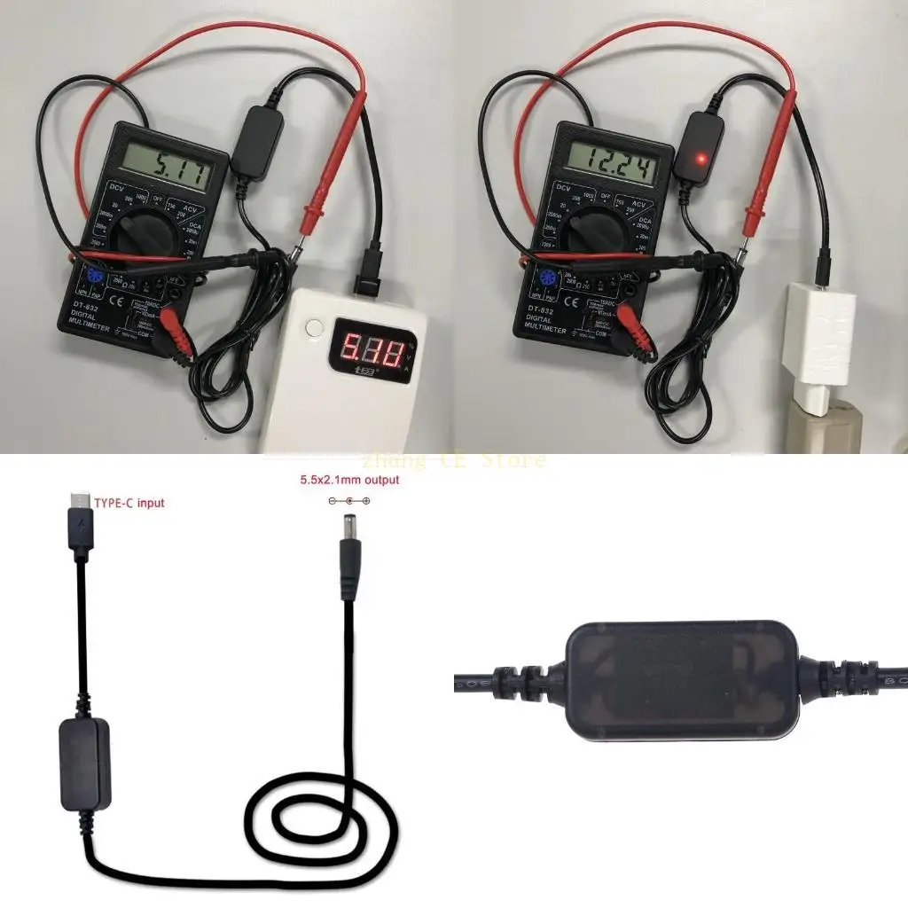M5TD USB C PD Type C Male to 12V 20V 5.5x2.1mm Male Step Up Power Supply Cable