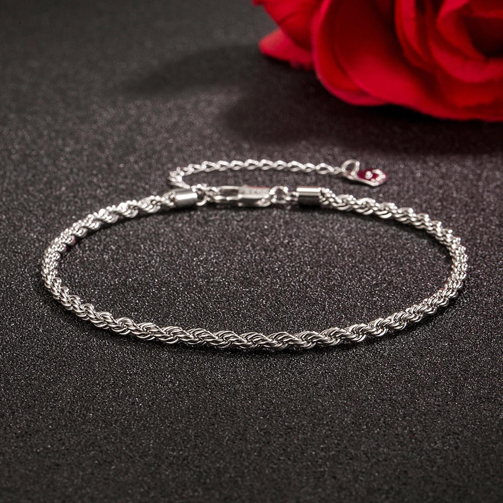 

Женский браслет из стерлингового серебра 925 пробы с оплеткой, винтажный простой стиль, шикарный легкий летний пляжный браслет на щиколотке, подарок для отпуска