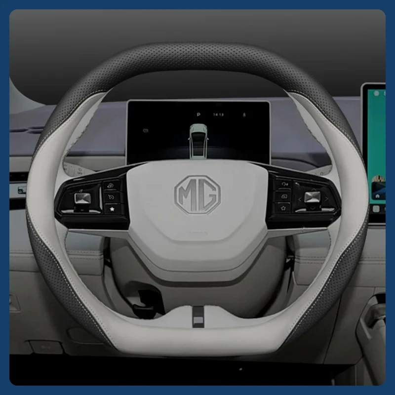 Genuine Leather Anti Slip Steering Wheel Cover For MG4 EV MG7 ES5 ONE ZS Hybrid 2024 2025 Auto Interior Accessories