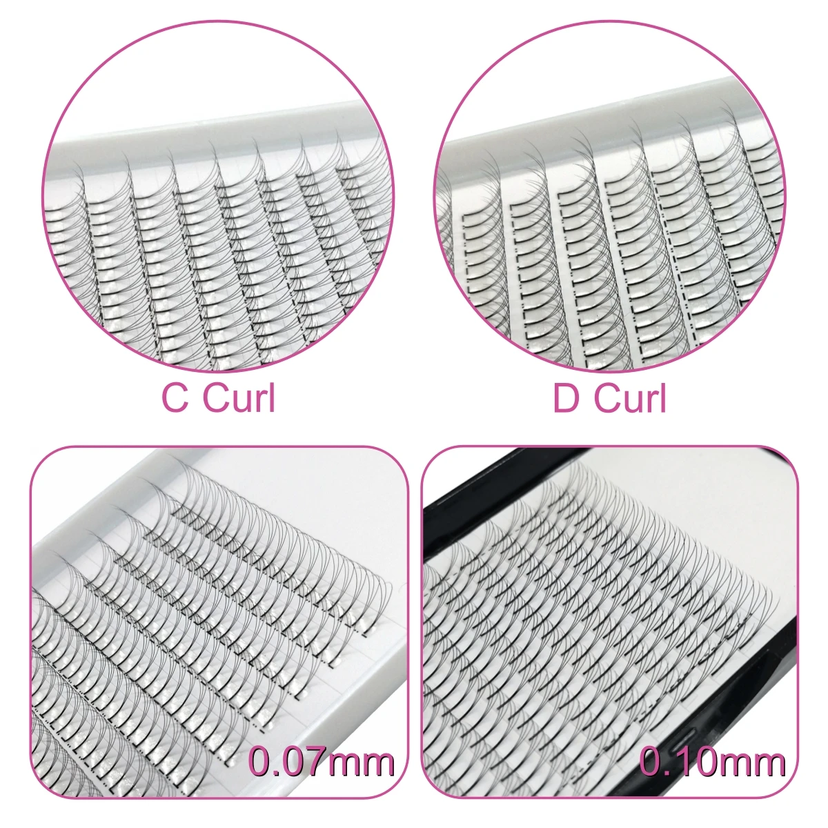 3D 4D 5D Premade Fans Eyelashes Long Stem 5 Trays/lot 3D Individual Eyelash Extensions C D Curl 0.07/0.10mm Soft Volume Lashes
