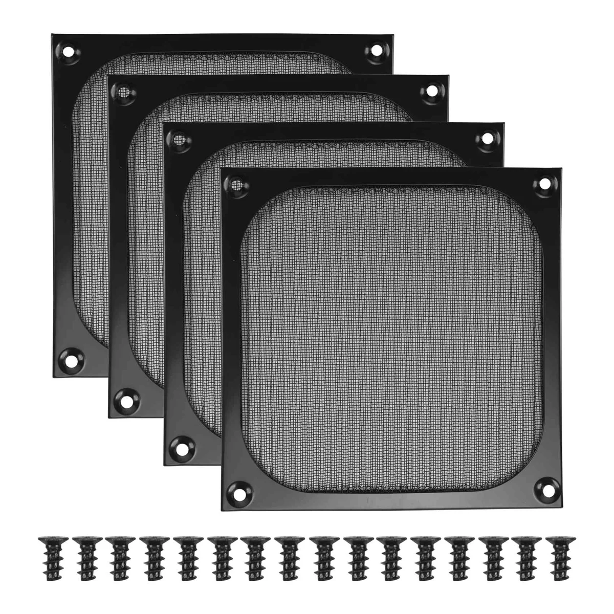 140mm Desktop Computer Case Fan Dust Filter Grills Dustproof Case Cover with Screws, Aluminum Frame Mesh, 4 Pack