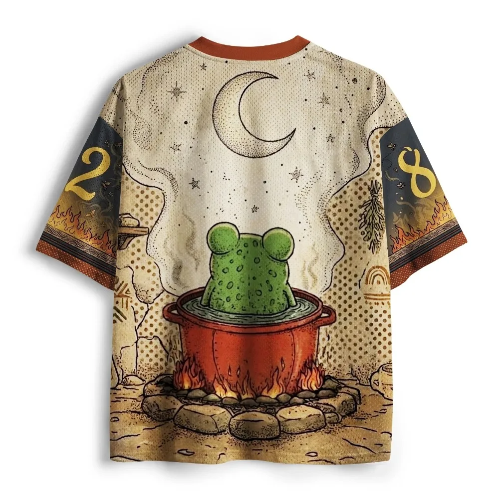 2026 New Retro Casual Chaotic Fun Boiling Frog 3D Printed Leisure Moisture-Wicking Breathable Men's/Women's V-Neck Loose T-Shirt