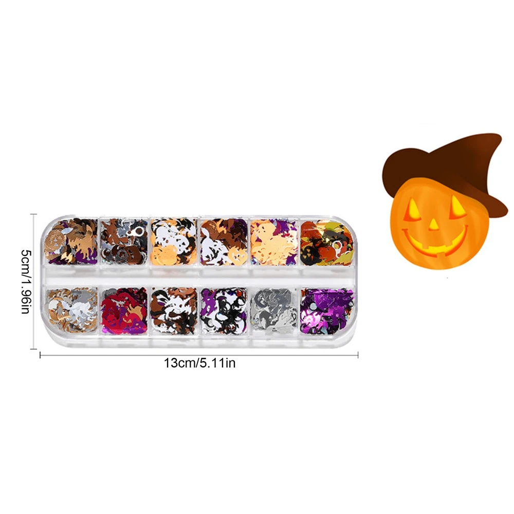 Halloween Nail Sequin Face Body Rhinestones Decorations Jewelry Sparkle Christmas Ghost Skeleton Glitters Club Party Accessories