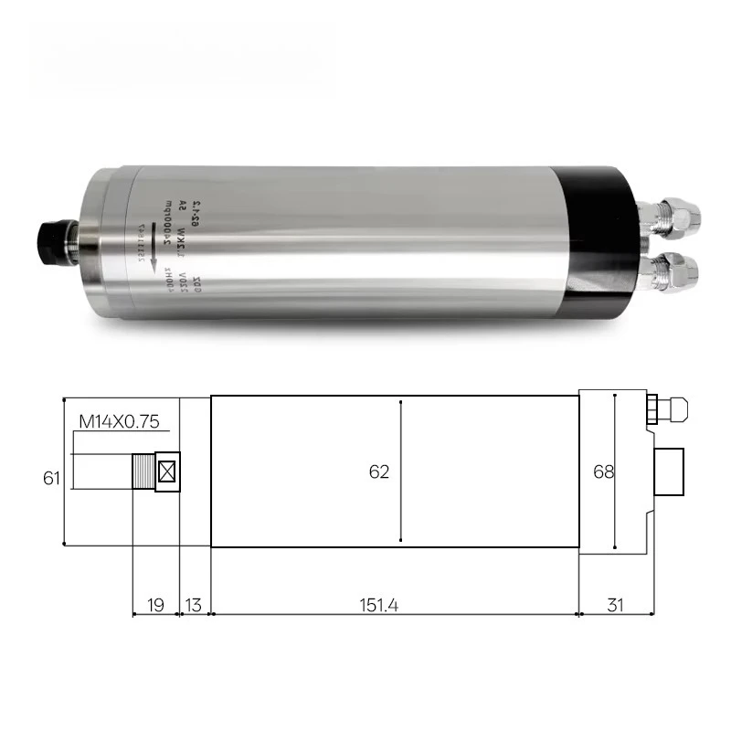65mm800W 24000RPM water Cooled CNC Router Spindle ER11 High Precision for Wood Metal Plastic Engraving Milling Cutting Machinery