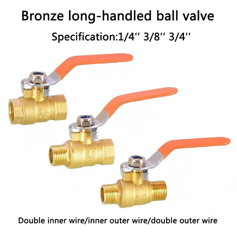 Hot And Cold Water Pipe Switch Joint Wire And Outer Teeth Long Handle Valve HQ 1/4