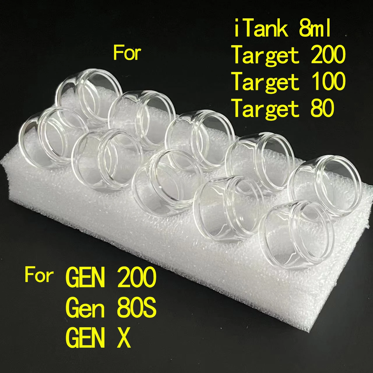 

10PCS Bubble Glass Tube For Target 200 iTank 8ml GEN 200 Gen 80S Target 80 100 GEN X Replacement Fat Glass Container Accessory