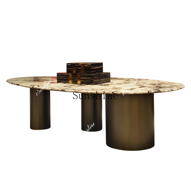 Italian minimalist natural luxury stone drop-shaped coffee table marble  FT