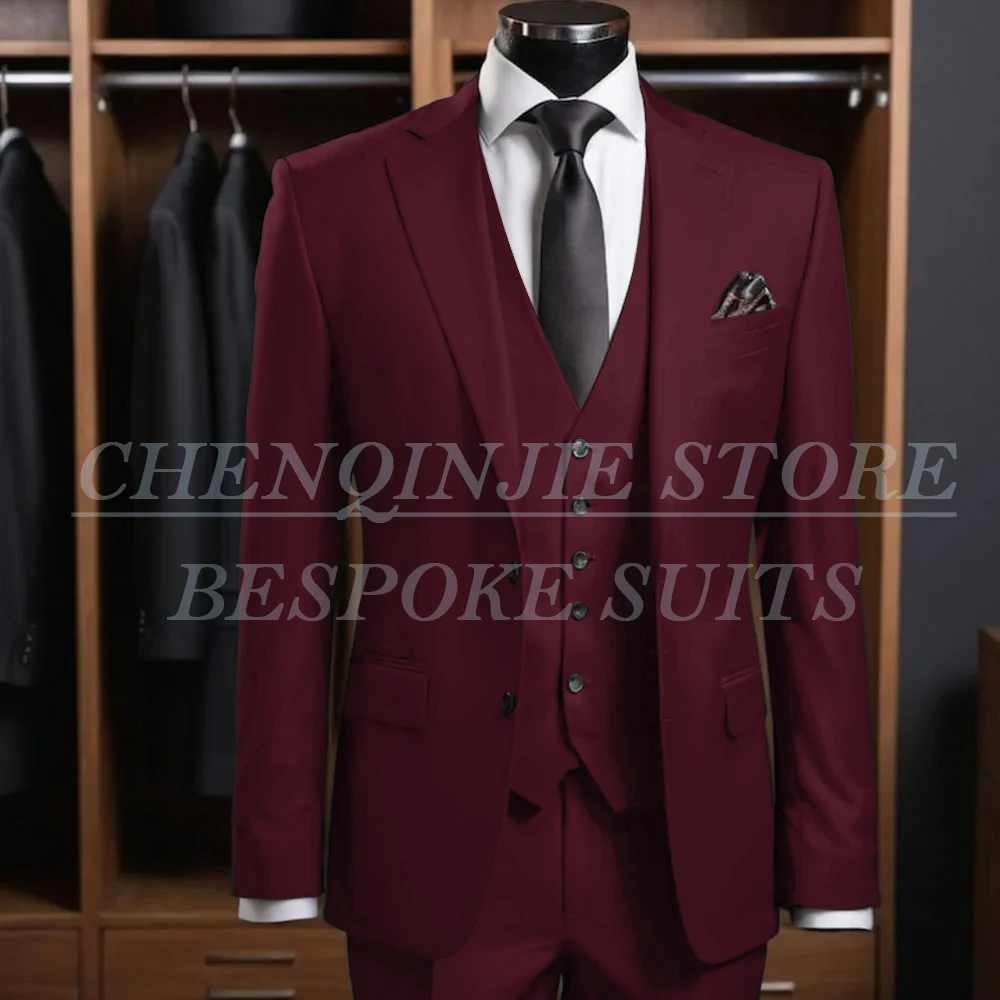 Luxury Black Men's Suits Single Breasted Notch Lapel Slim Fit Male Clothing Customized 3 Piece Jacket Pants Vest Costume Homme - Image 3