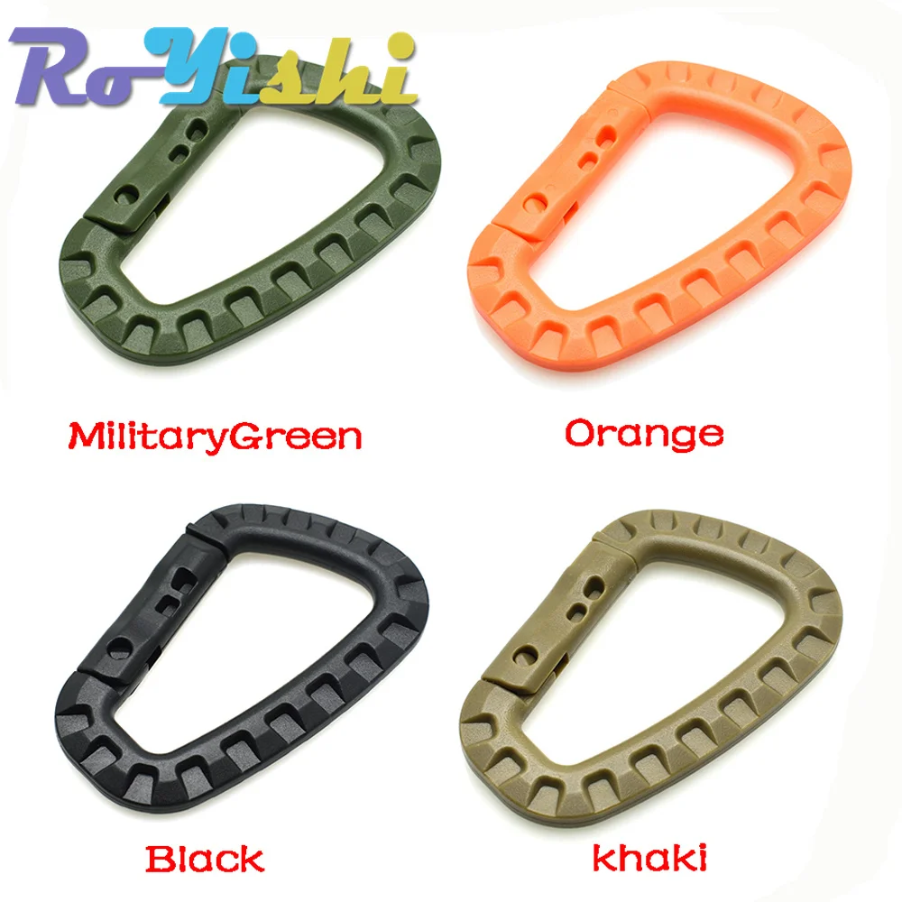 D shape Mountaineering Buckle Snap Clip Plastic Steel Climbing Carabiner Hanging Keychain Hook