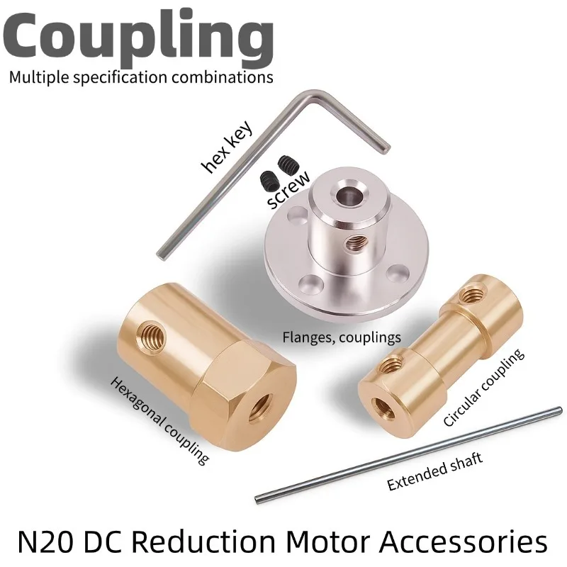 N20 motor coupling, flange coupling, extended shaft hexagonal coupling adapter - replacement parts for DC gear motor
