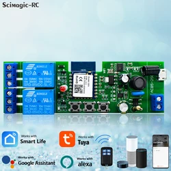 2 Channels WiFi Switch Smart Garage Door Gate Opener Controller Work With Alexa Echo Google Home SmartLife/Tuya APP RF 433mhz
