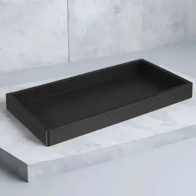 

Multipurpose Black Silicone Rectangular Bathroom Storage Tray Organizer Vanity Countertop Soap Toothbrush Perfume Holder