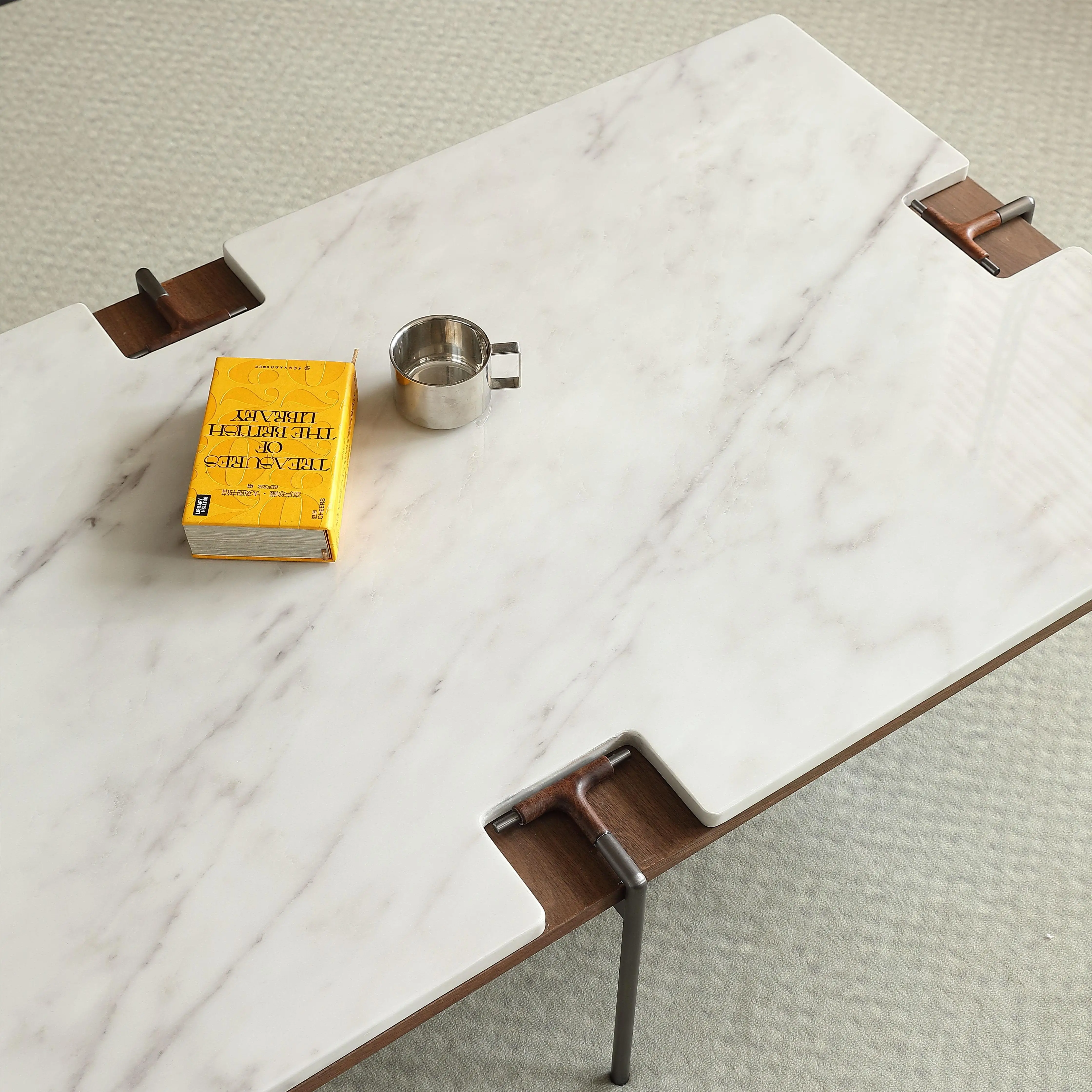 طاولة قهوة مستطيلة من حجر الرخام لغرفة المعيشة طاولة قهوة عالية الجودة