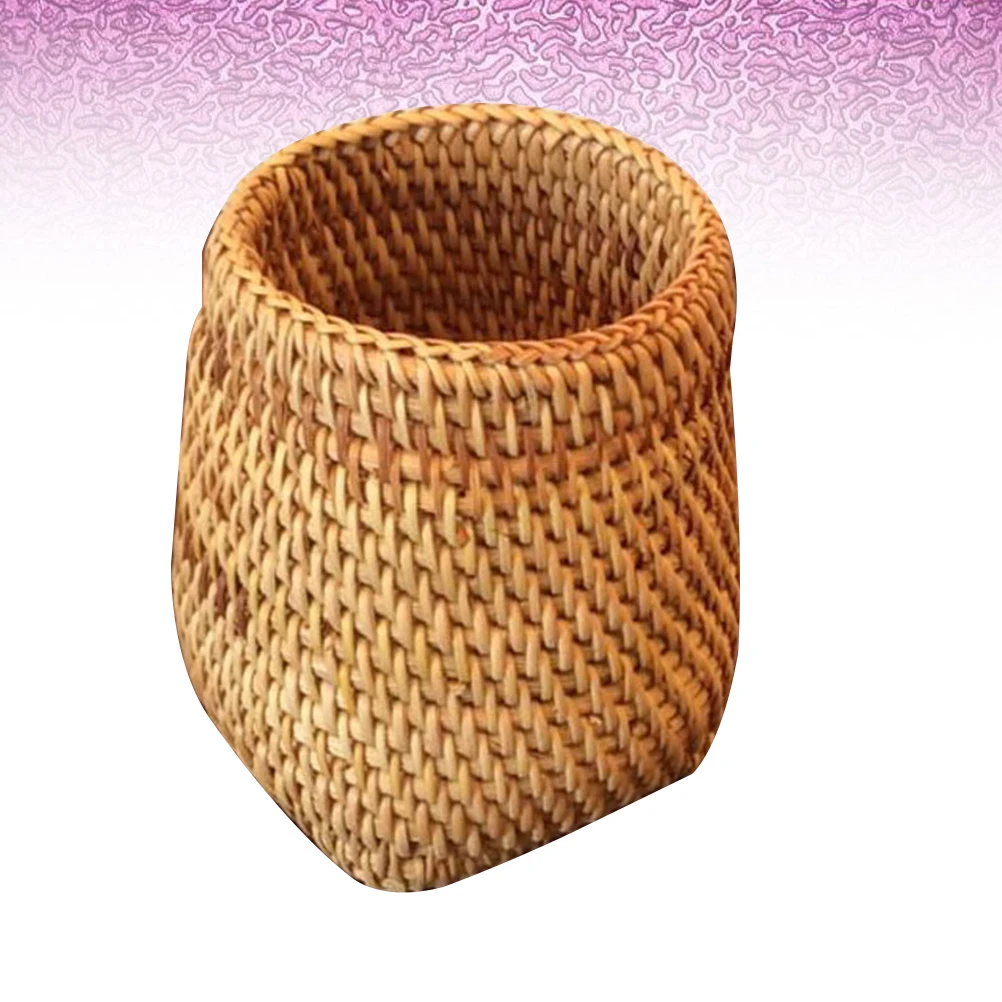 Pen Holder Tea Ceremony Bucket Flower Pot Fibers Bamboo Rattan Basket Container