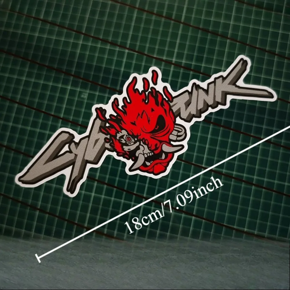 Cyberpunk Samurai Oni Mask Vinyl Stickers Red Black Waterproof For Car Window Laptop